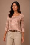 BLUSA JACQUARD DECOTE CANOA TERRACOTA.